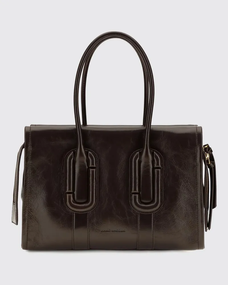 Marc Jacobs Babe City Tote-Bag aus Crackle-Leder mit doppeltem Henkel Braun