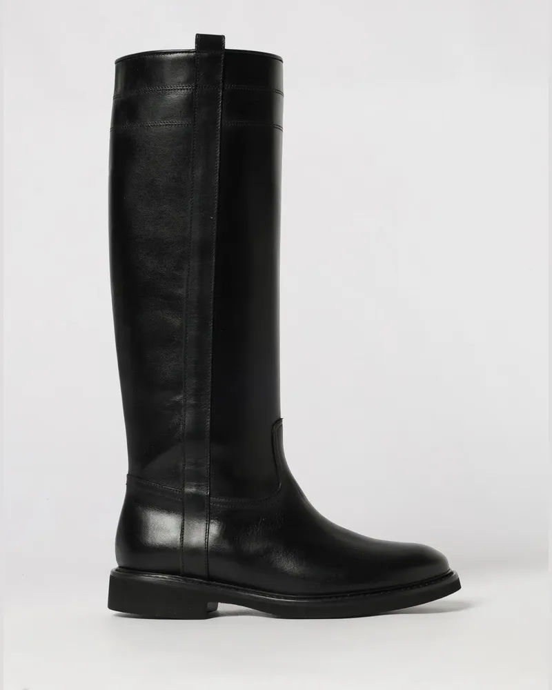 Anna F. Stiefeletten aus Glattleder mit doppelter Zuglasche Schwarz