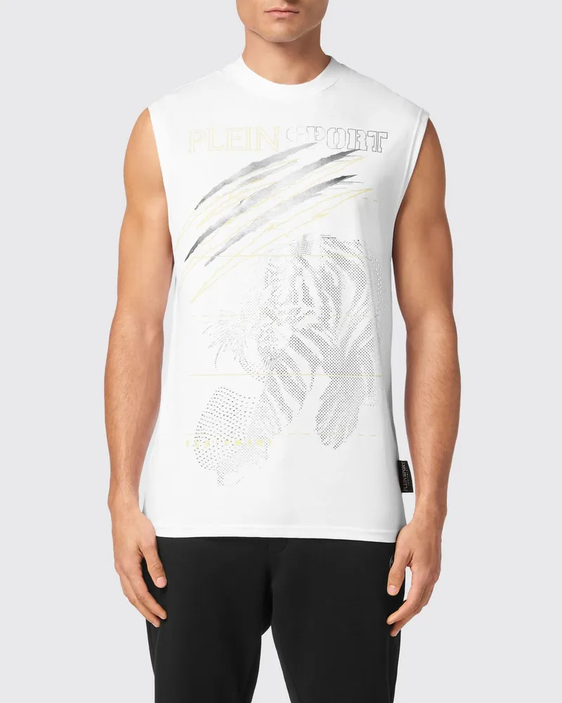 Philipp Plein Bedrucktes Baumwoll-Tanktop mit Strasssteinen Weiß