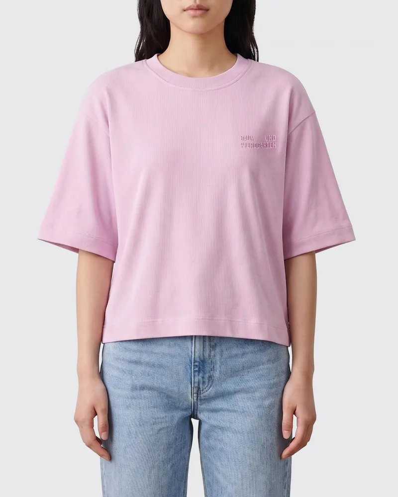 Baum und Pferdgarten Baumwoll-T-Shirt mit Ton-in-Ton-Logo und überschnittenen Schultern Lila