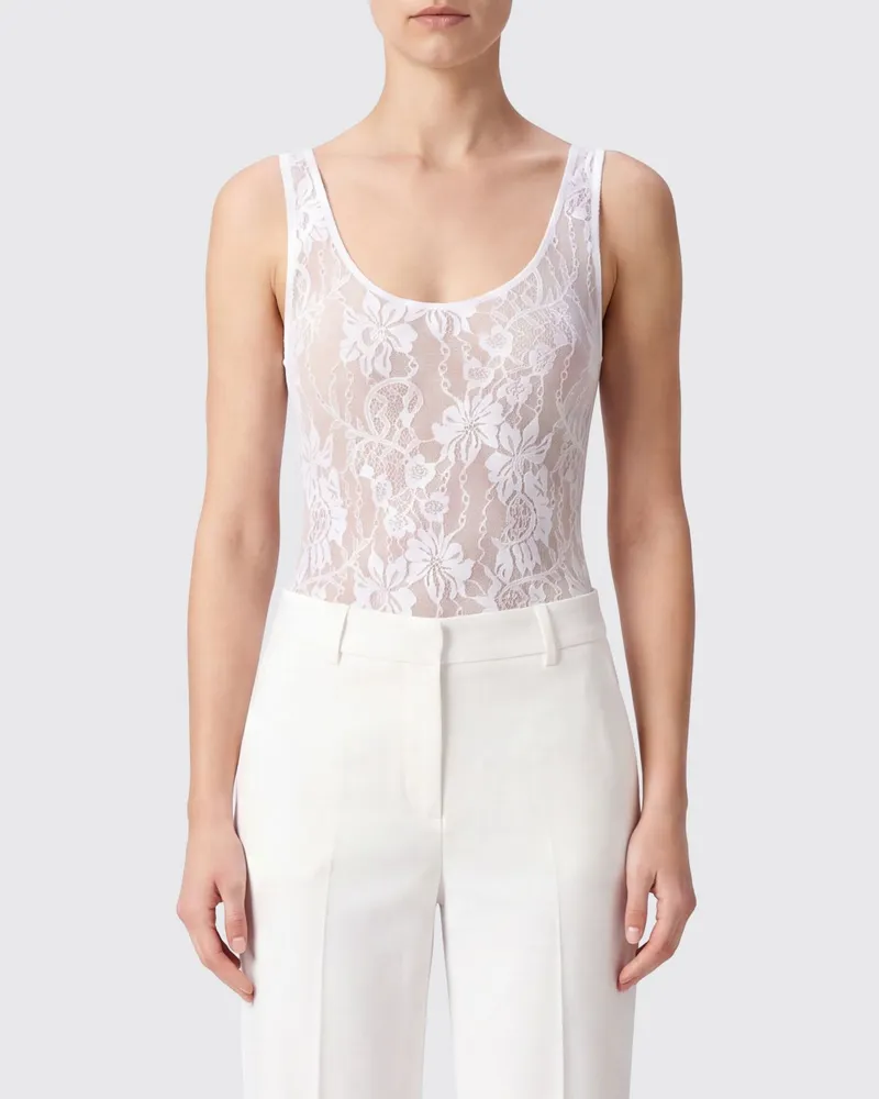 Zimmermann Schulterfreies Abend-Top aus transparenter Spitze Nude