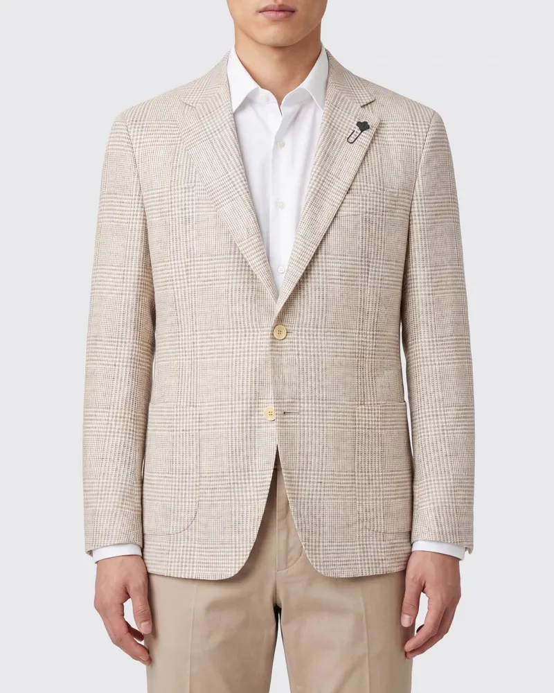LARDINI Einreihiger Blazer aus Leinen und Baumwolle Nude