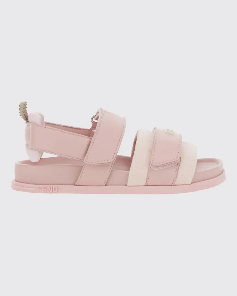 Fendi Slingback-Sandalen für Jungen von aus Leder mit Riemen und Schriftzug-Logo Pink