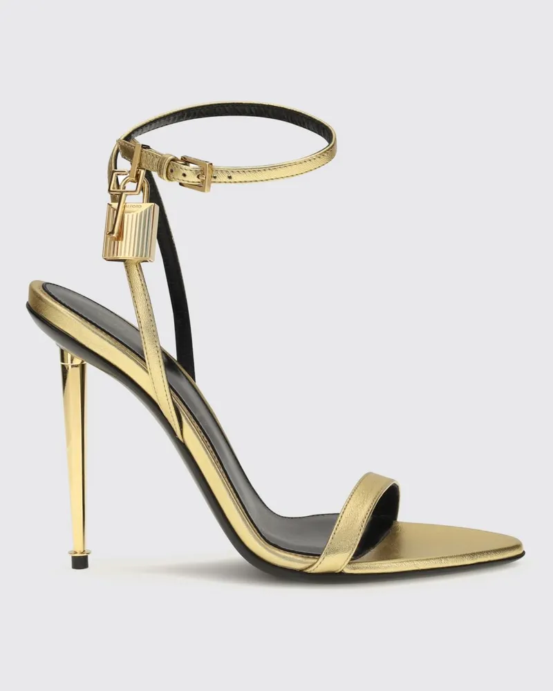 Tom Ford Padlock Sandalen von aus goldlaminiertem Leder mit Stiletto-Absatz Gold