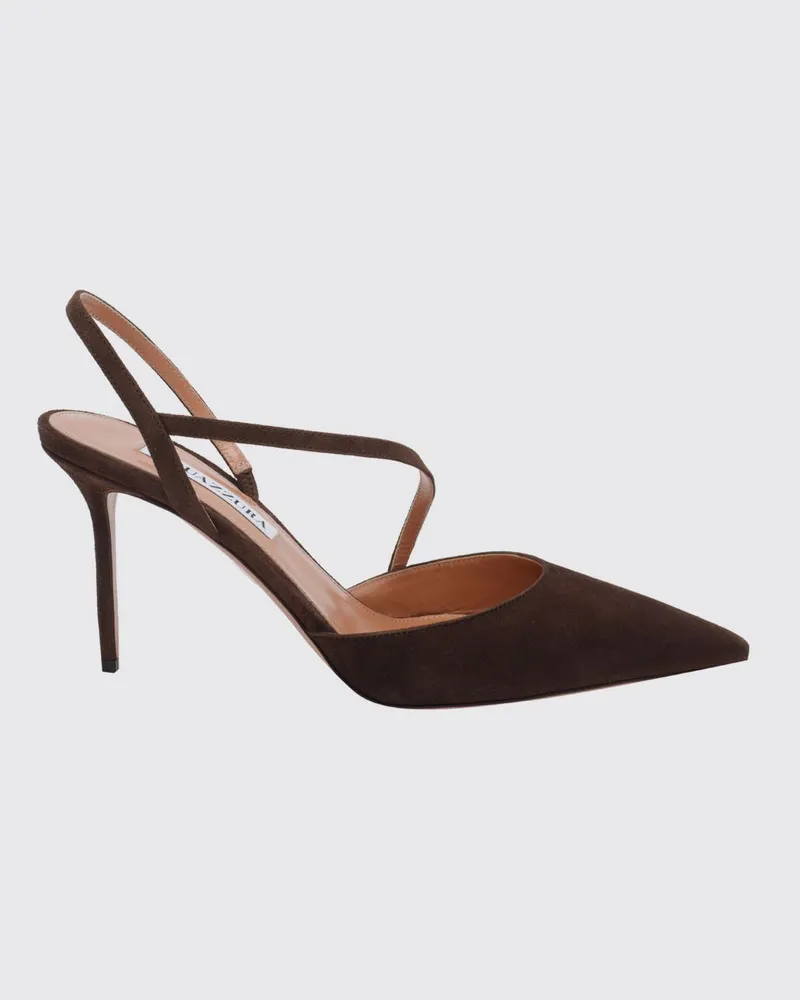 Aquazzura Dynasty Slingbacks aus Velourskalbsleder mit Stilettoabsatz Braun