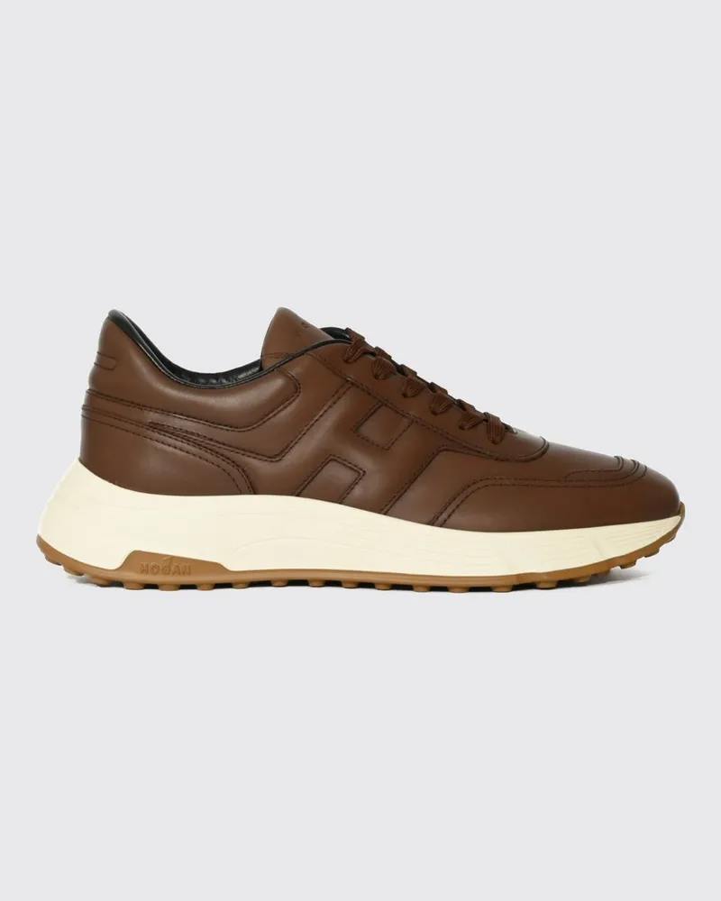 Hogan Low-Top-Sneaker Hyperlight aus Kalbsleder mit seitlichem H-Logo Braun