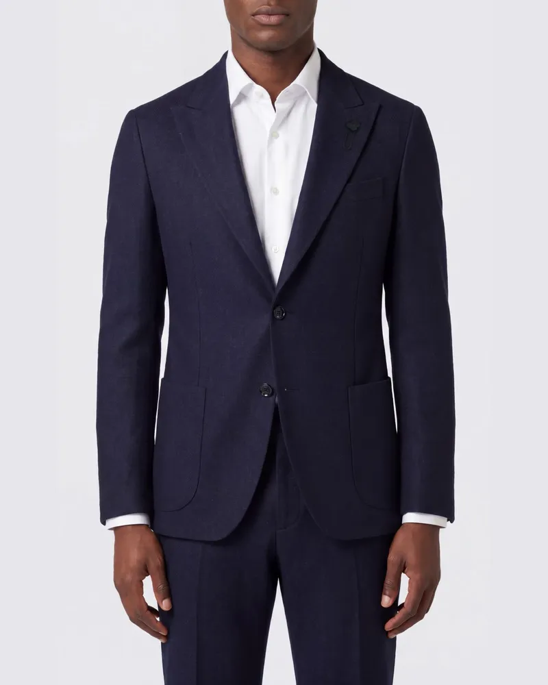 LARDINI Einreihiger Blazer aus Schurwolle und Leinen Blau