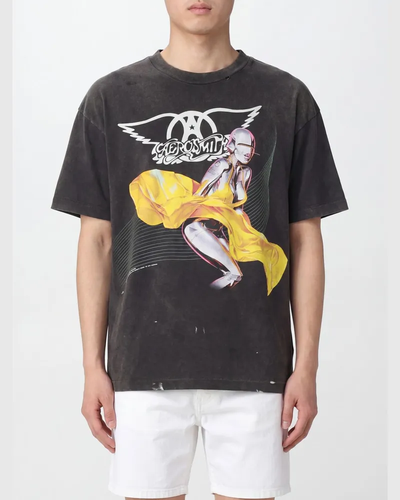 SAINT MXXXXXX Baumwoll-T-Shirt mit Grafikprint und überschnittenen Schultern Grau