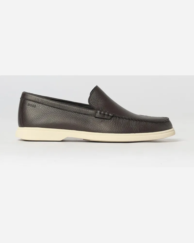 HUGO BOSS Loafer aus gehämmertem Leder Dark