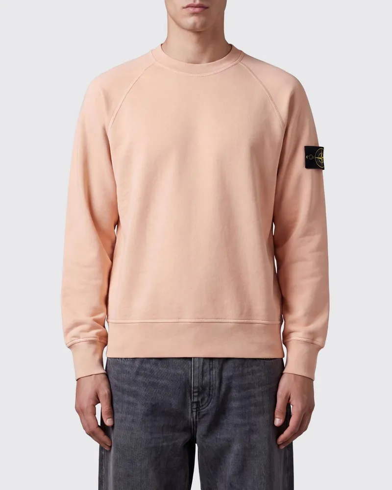Stone Island Baumwoll-Sweatshirt mit Rundhalsausschnitt und Compass-Logo von Pink