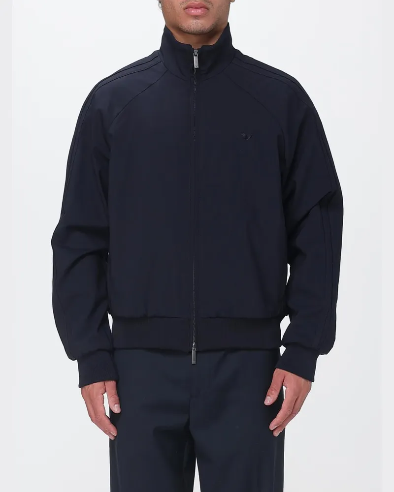 Emporio Armani Bomberjacke aus Wollmischung mit Stehkragen und Ton-in-Ton-Logo Navy