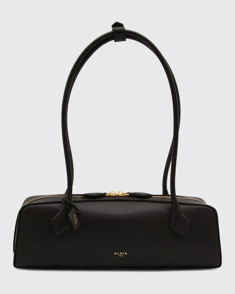 Alaïa Mittlere Le Teckel Schultertasche aus Leder mit doppeltem Röhrengriff Braun
