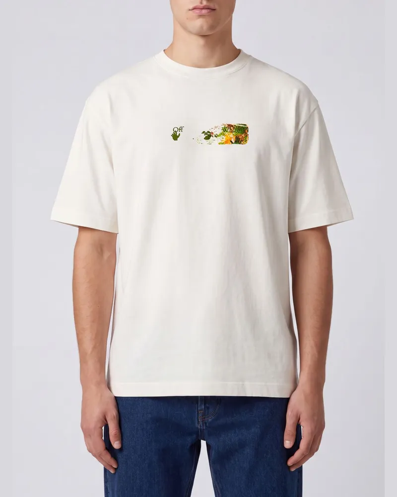 OFF-WHITE Baumwoll-T-Shirt mit Arrow-Logo-Print auf der Rückseite Weiß