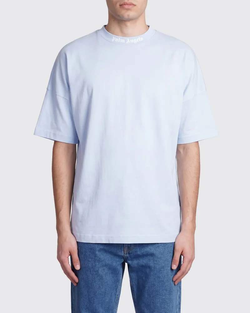 Palm Angels Baumwoll-T-Shirt mit Logo Navy
