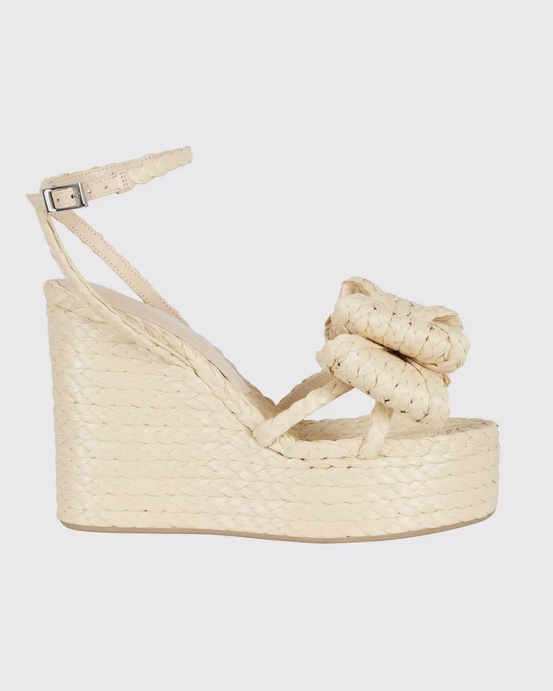 Mach & Mach Le Cadeau Bow Keilsandalen aus Bast mit Schleife und Plateau Nude
