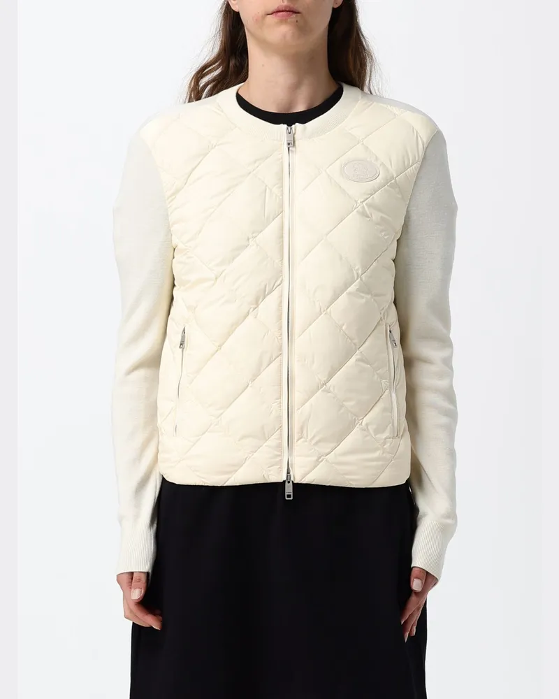 Burberry Gesteppter Cardigan aus Nylon mit Reißverschluss und EKD-Logo Weiß