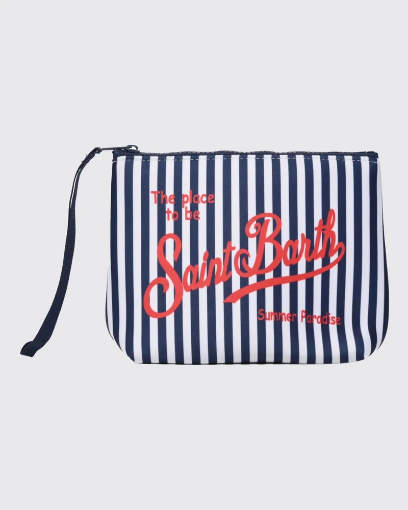 MC2 Saint Barth Aline Pochette aus gestreiftem Polyester Weiß