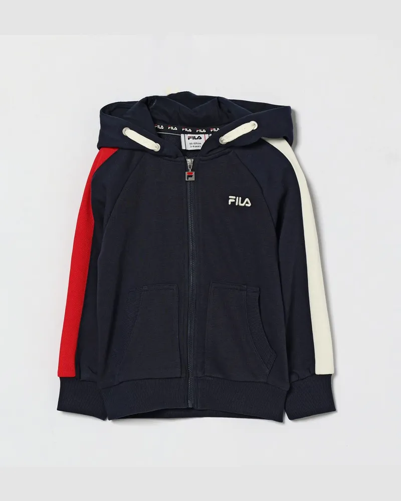 Fila Jersey-Sweatshirt mit Kapuze und Reißverschluss für Jungen mit Kontrastlogo Blau