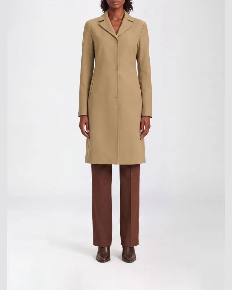 Herno Knielanger Einreiher-Mantel aus technischem Stretch-Gewebe Beige