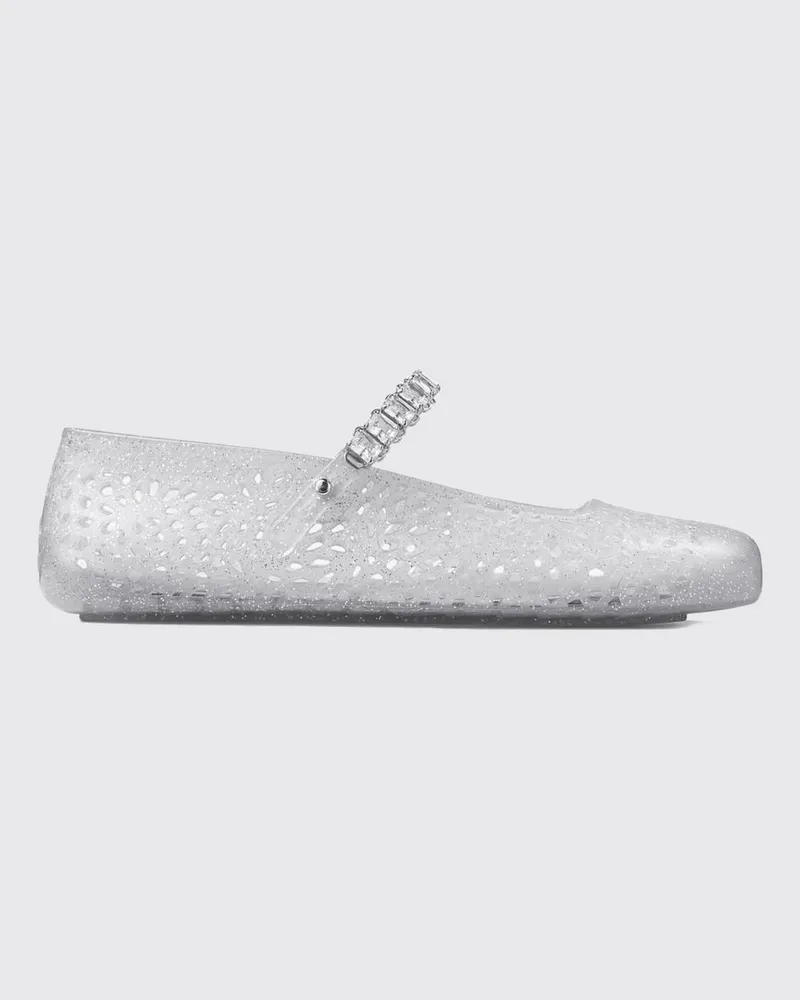 Jimmy Choo The Jelly Mary Jane Ballerinas aus perforiertem PVC mit Kristallen Silber