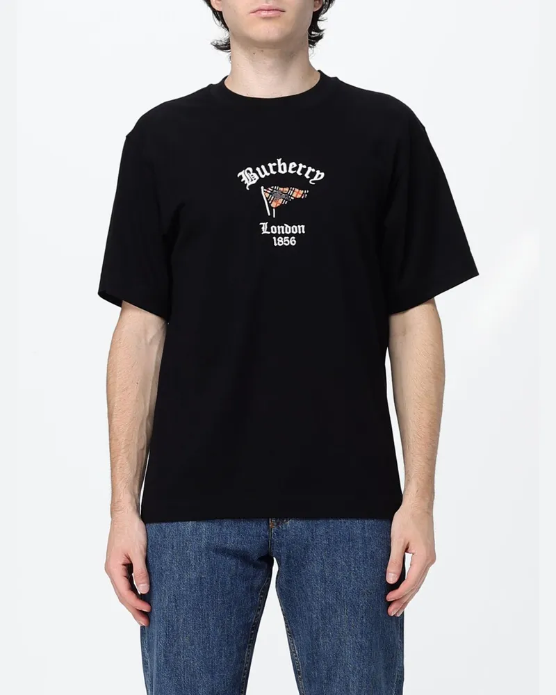Burberry Slim-Fit-T-Shirt aus Baumwolle von mit Grafikdruck und Kontrastlogo Schwarz