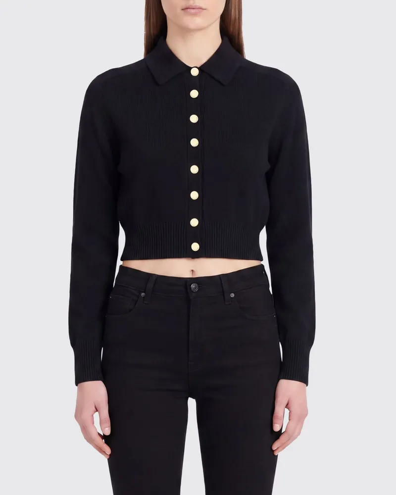 SPORTMAX Polo-Cardigan aus Schurwolle mit Metallknöpfen Schwarz