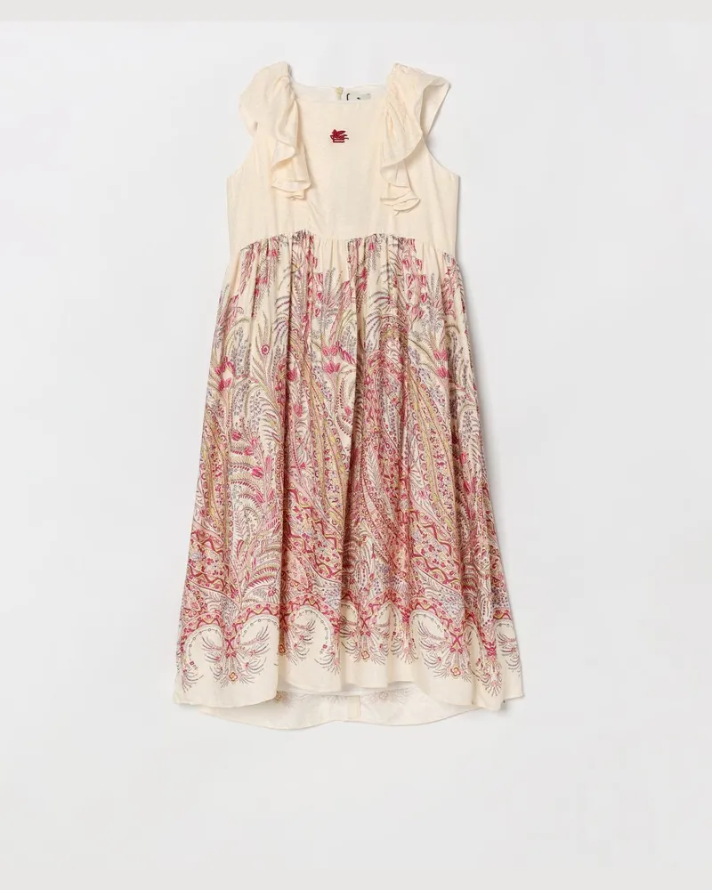 Etro Viskosekleid mit Paisley-Print Cream
