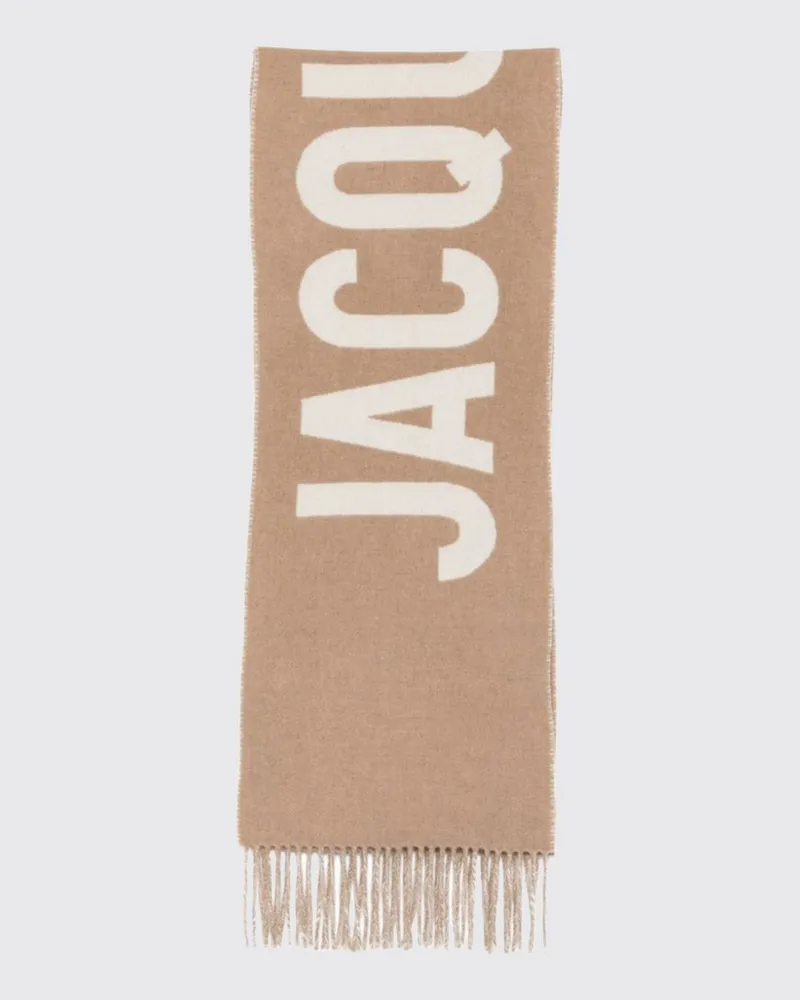 Jacquemus Baumwollschal mit kontrastierendem Jacquard-Logo und Fransen Grau