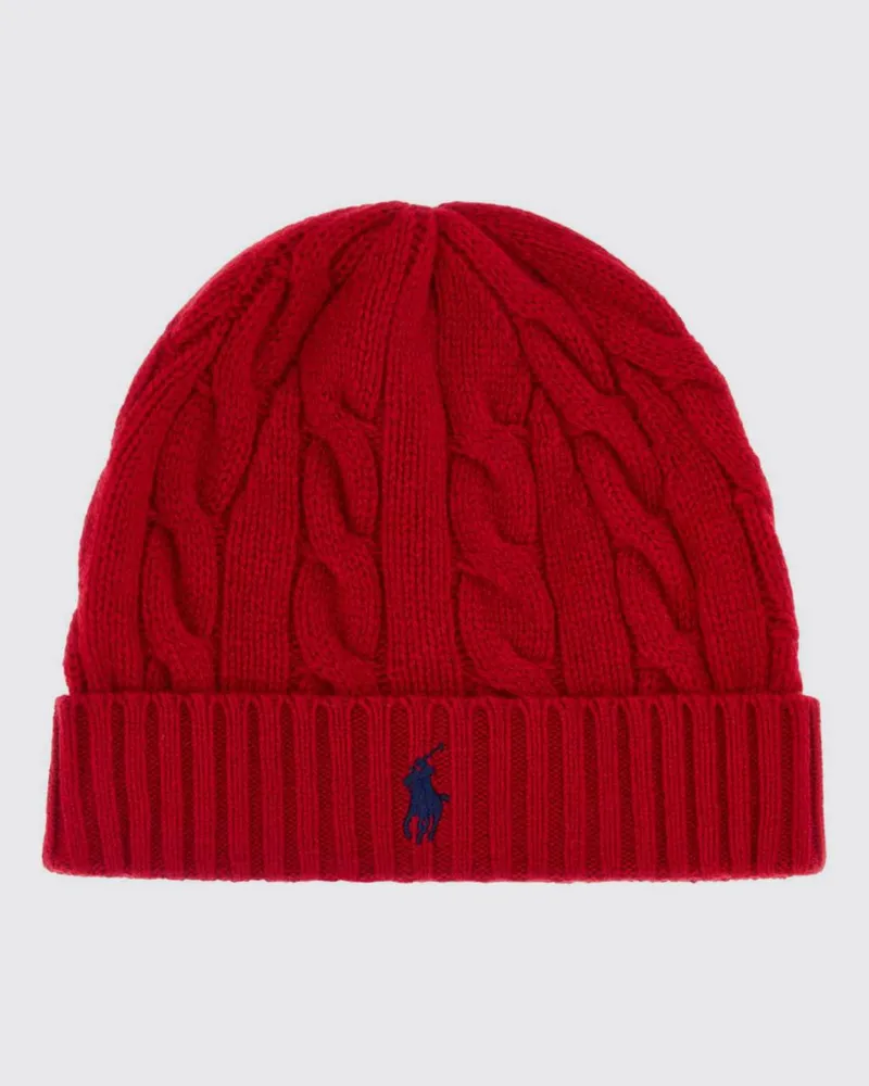 Ralph Lauren Beanie aus Woll-Kaschmir-Mischung mit kontrastierendem Pony-Logo Rot