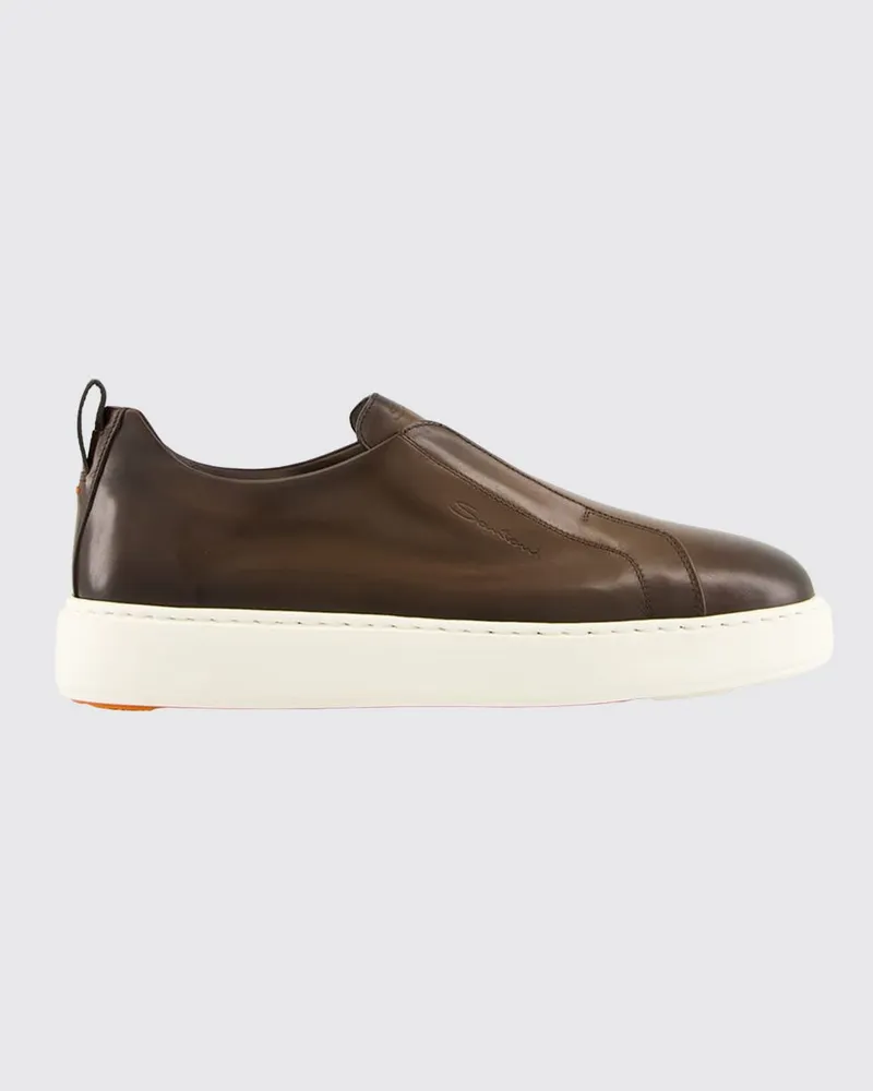 Santoni Leder-Sneakers Braun