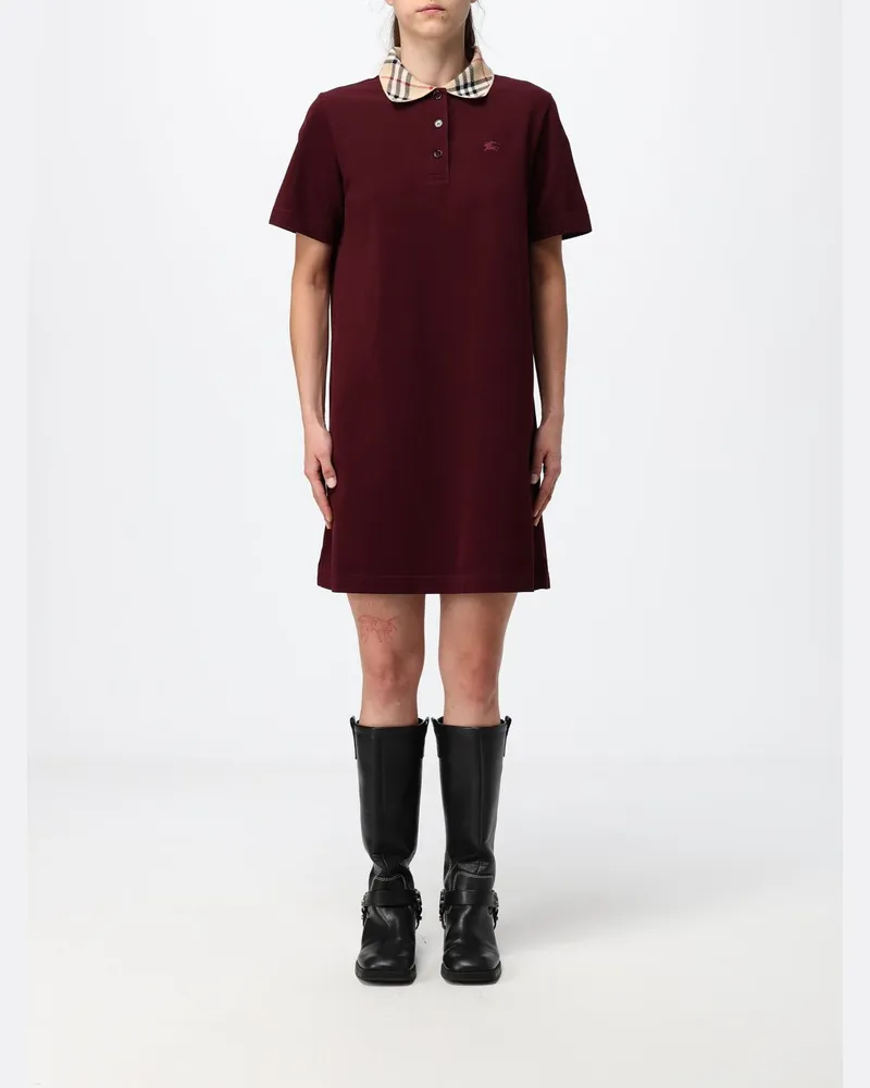 Burberry Mini-Polokleid aus Baumwolle mit kariertem Kragen Rot