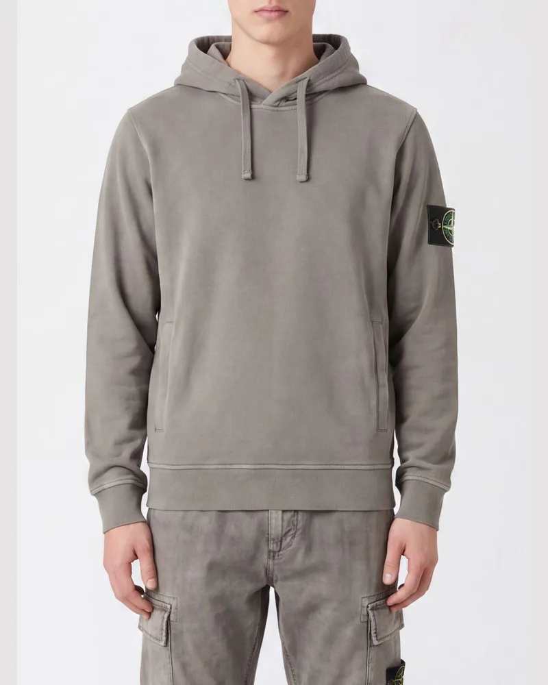 Stone Island Kapuzenpullover aus Baumwolle mit Kompass-Logo-Patch Grau