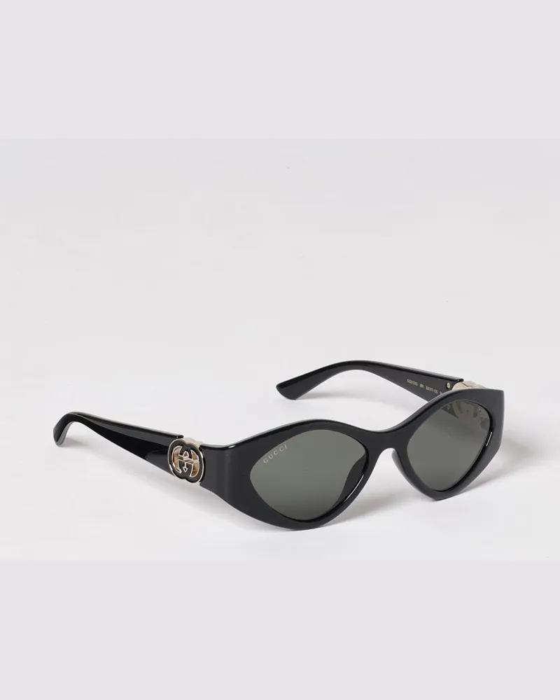 Gucci Abgerundete Sonnenbrille aus Acetat mit GG-Monogramm Schwarz