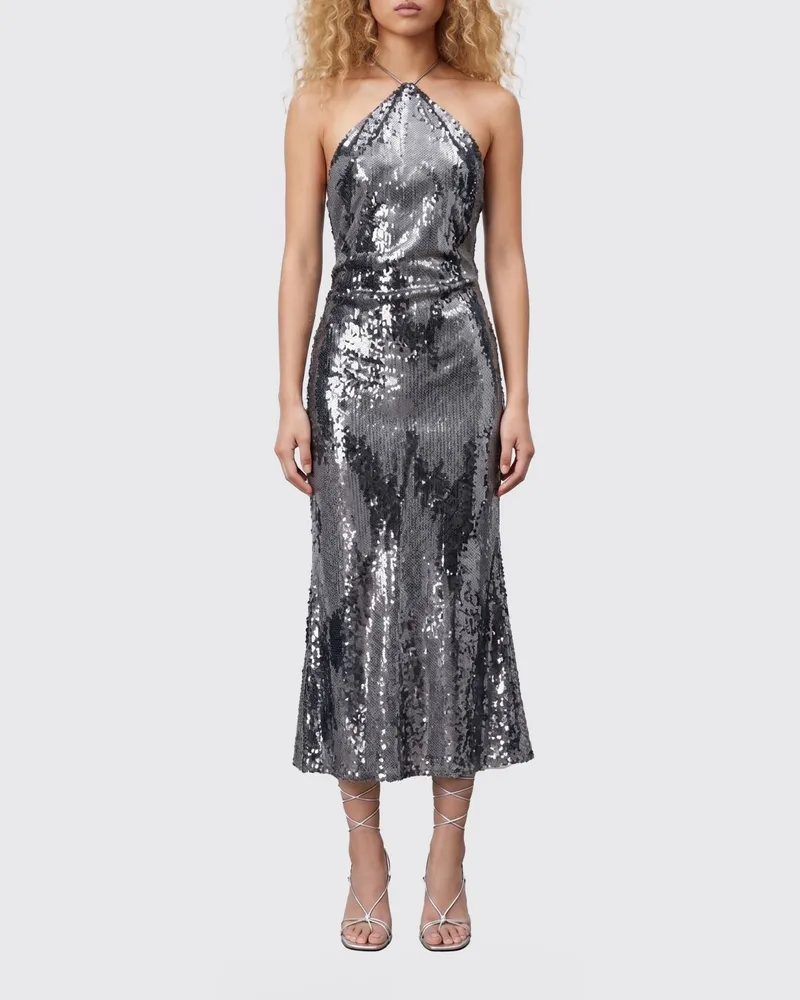Patrizia Pepe Pailletten-Midikleid Grau