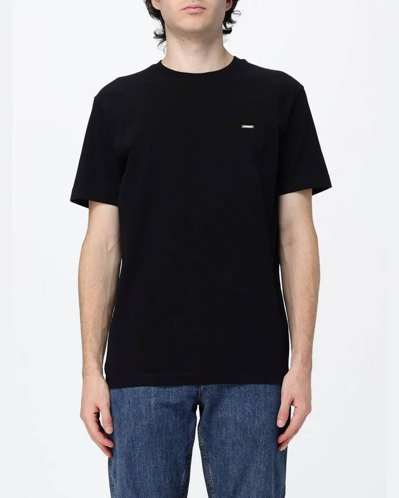 Dsquared2 Slim-Fit-Baumwoll-T-Shirt mit Rundhalsausschnitt und appliziertem Logo Schwarz