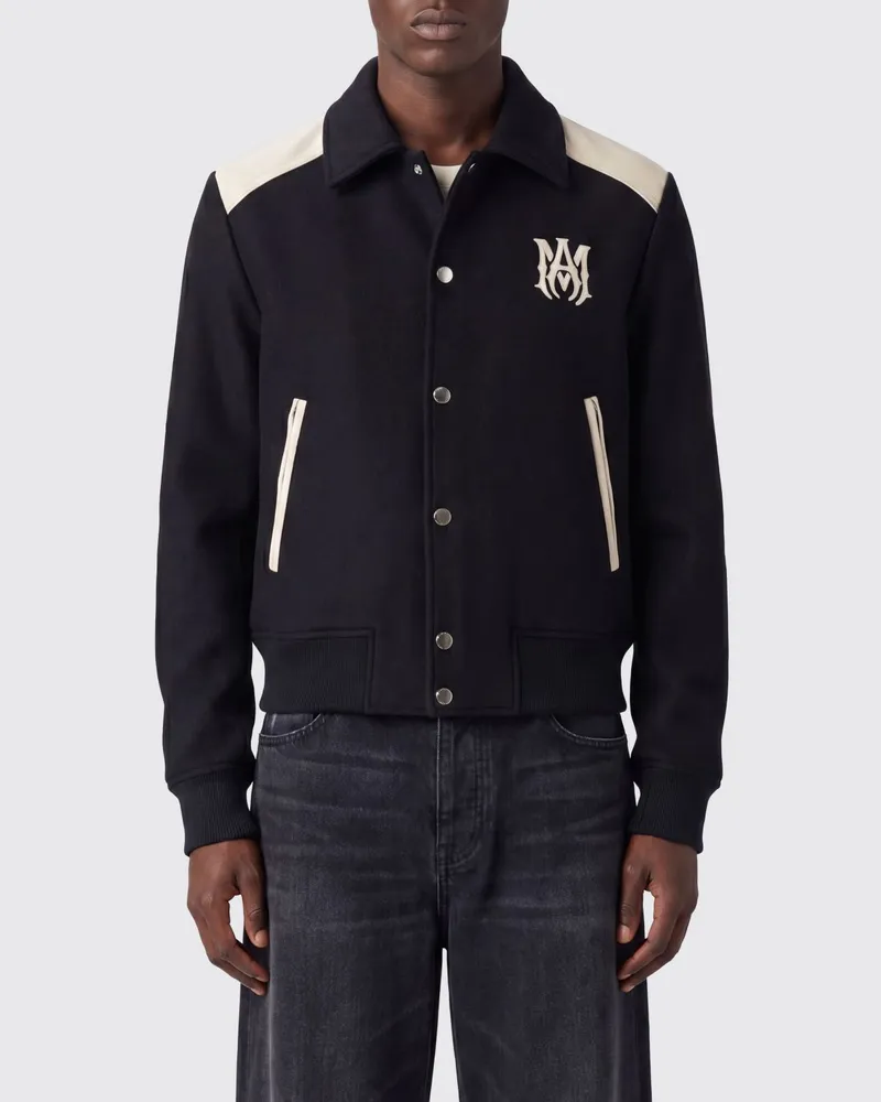 Amiri Varsity-Bomberjacke aus Wollmischung mit Monogramm-Patch Schwarz