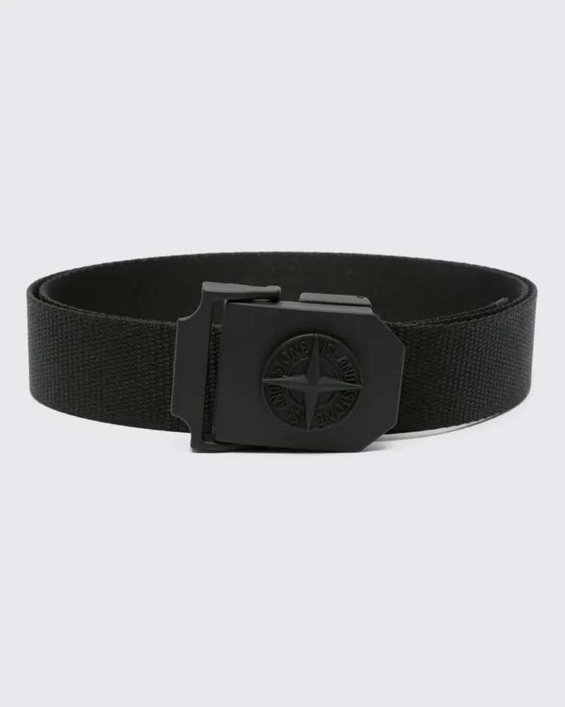 Stone Island Nylongürtel mit Compass-Logo-Schnalle Schwarz