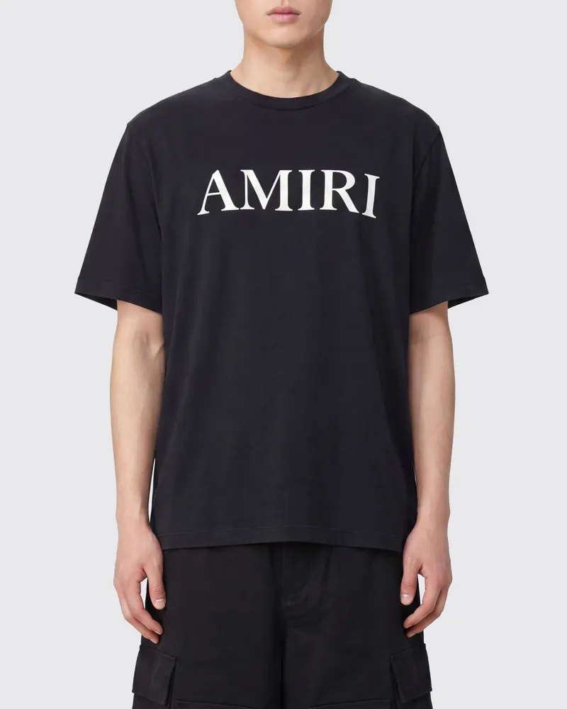 Amiri Rundhals-T-Shirt aus Baumwolle mit kontrastierendem Logodruck Schwarz