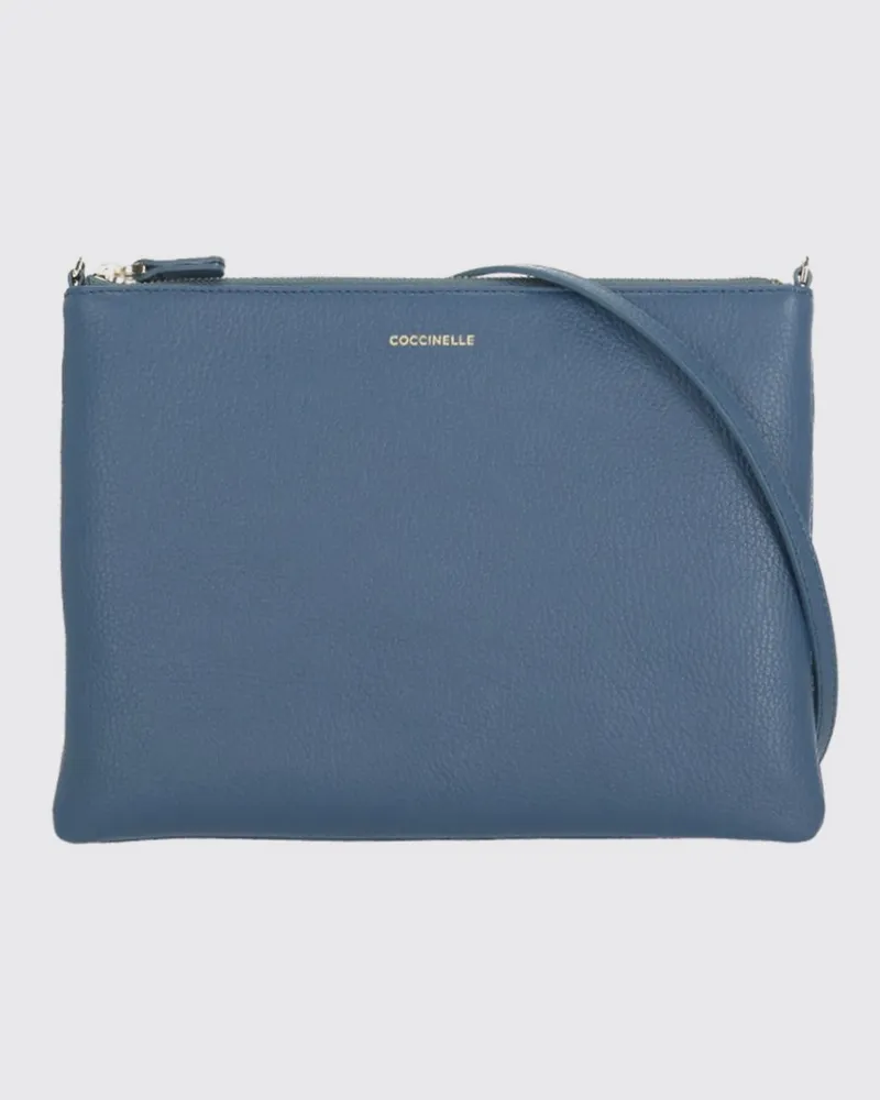 Coccinelle Best Clutch aus genarbtem Leder Blau