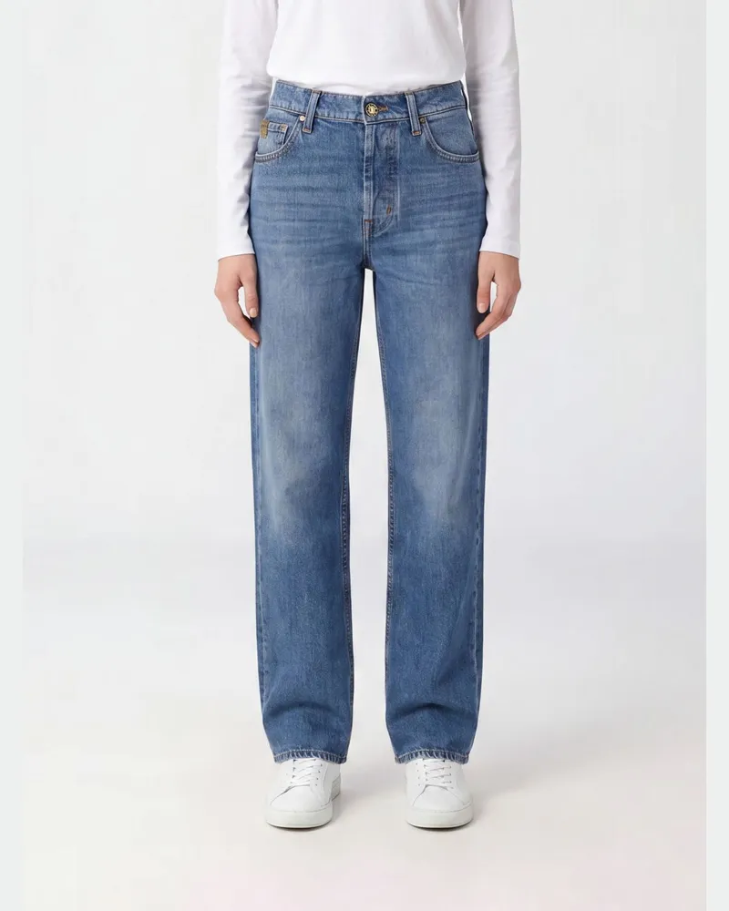 Jacob Cohën Straight-Jeans mit mittlerer Leibhöhe aus Baumwolldenim und 5 Taschen Blau