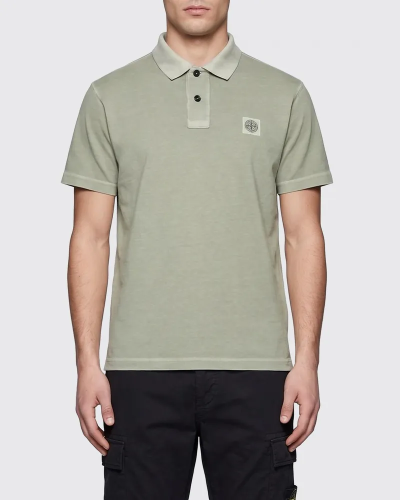 Stone Island Polohemd aus Baumwolle mit Logo Sage
