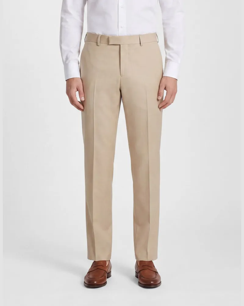 Ferragamo Maßgeschneiderte Slim Fit Hose aus Baumwoll-Gabardine Beige