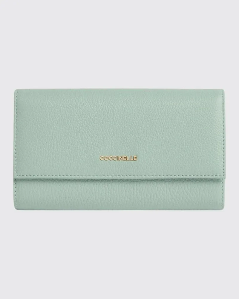 Coccinelle Metallic Soft Portemonnaie aus genarbtem Leder Blau