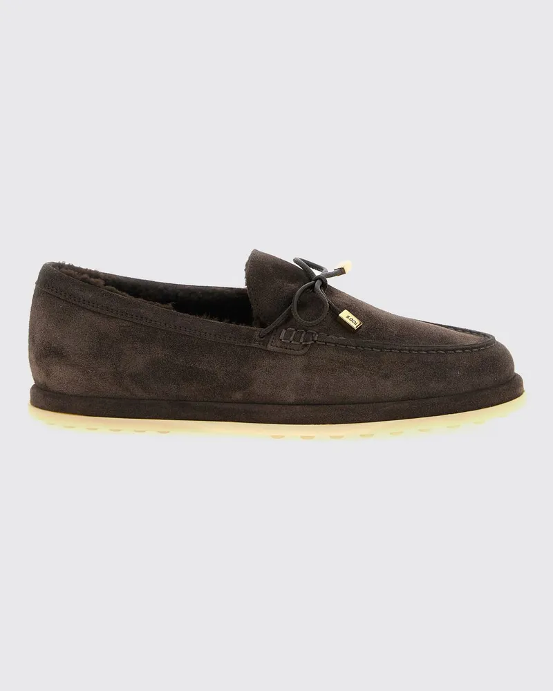 TOD'S Loafer aus Kalbsveloursleder mit Wollfutter und Gummisohle Braun