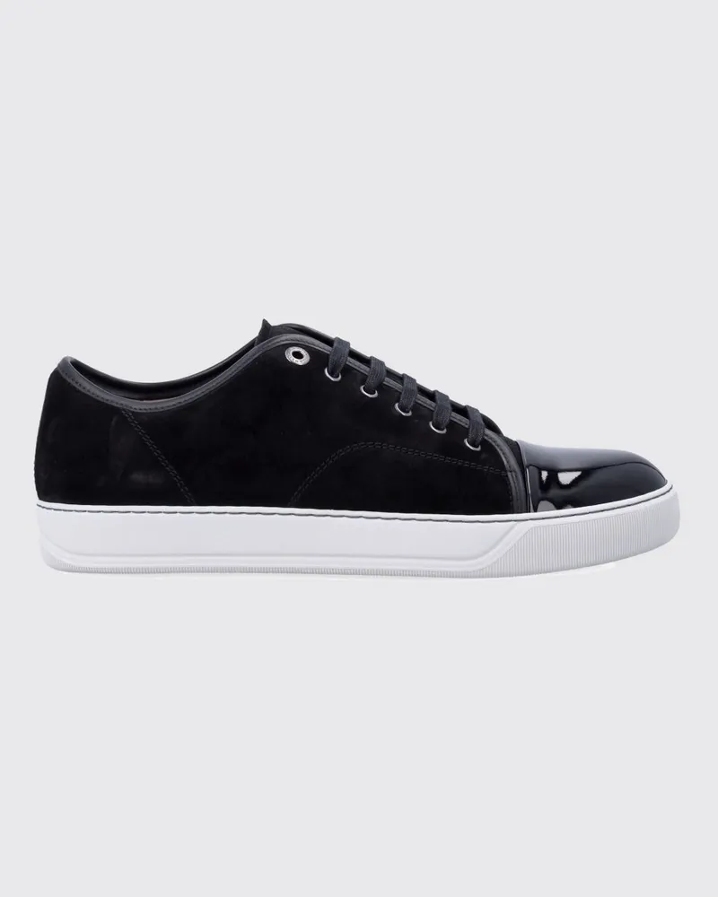 Lanvin DBB1 Sneakers aus Velours-Kalbsleder mit Lackleder-Zehenkappe Schwarz