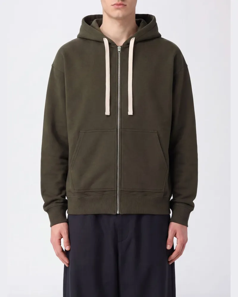 Jil Sander zweifarbiger Zip-Up-Hoodie aus reiner Baumwolle Grün