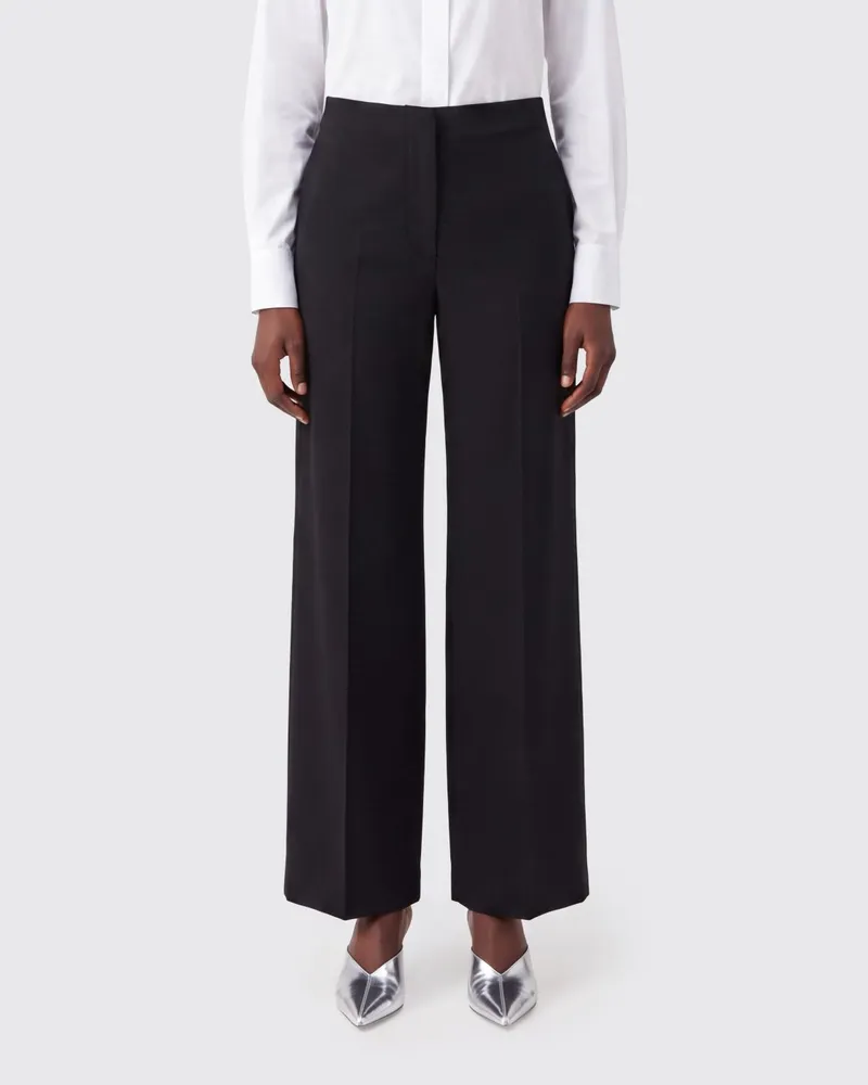 Jil Sander Weit geschnittene Hose aus Seidenmischung mit hoher Taille Schwarz