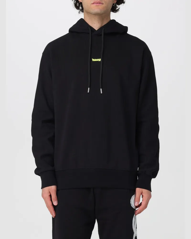 DISCLAIMER Baumwoll-Hoodie von mit Logo-Print und überschnittenen Schultern Schwarz