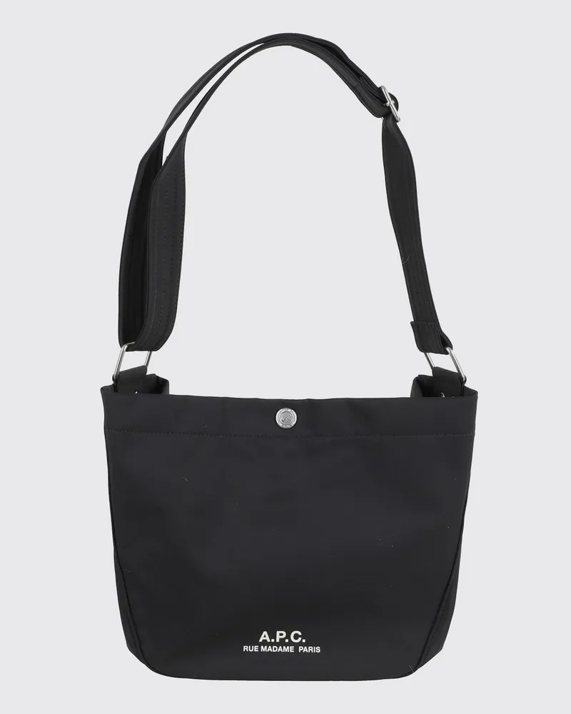 A.P.C. The Journal Umhängetasche aus Nylon mit kontrastierendem Logo Schwarz