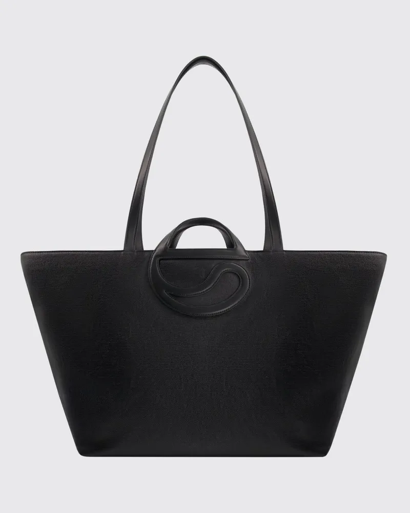 COPERNI Ausgestellte C Cabas Tote-Bag von aus Baumwollmischung mit Cut-Out-Logo Schwarz
